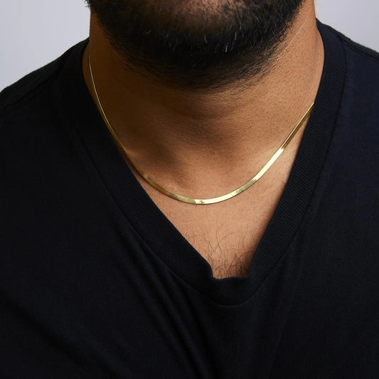 Solid 14K Gold 2.8mm Imperial Herringbone Chain Necklace