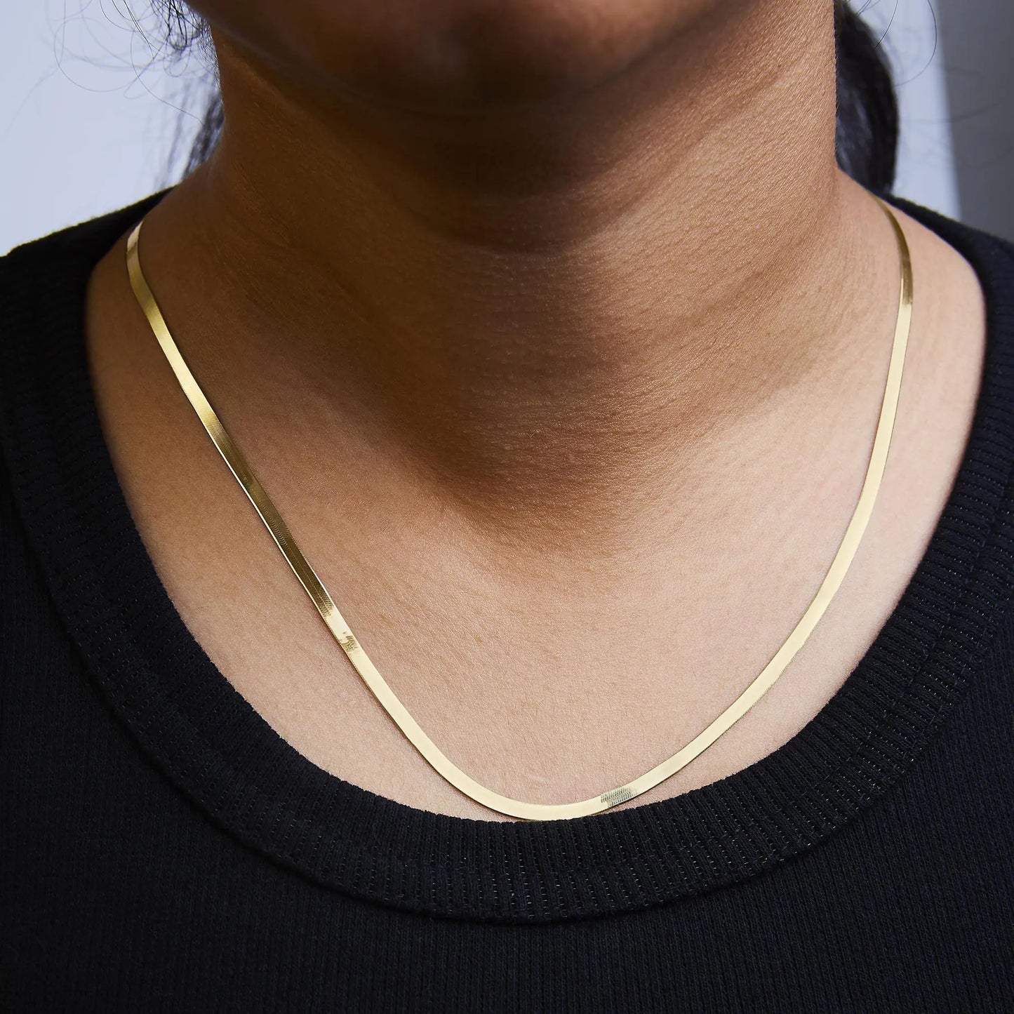 Solid 14K Gold 2.8mm Imperial Herringbone Chain Necklace